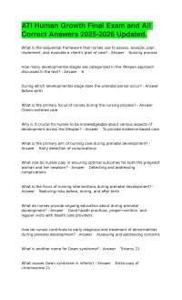 ATI Human Growth Final Exam and All Correct Answers 2025-2026 Updated.