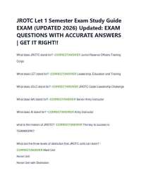 JROTC Let 1 Semester Exam Study Guide EXAM (UPDATED 2026) Updated: EXAM QUESTIONS WITH A