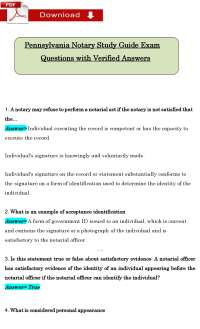 Pennsylvania notary exam PDF, PA notary study guide questions answers, notary public exam