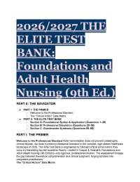 2026/2027 Test Bank for Foundations and Adult Health Nursing 9th Edition by Cooper & Gosne