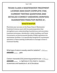 TEXAS CLASS A WASTEWATER TREATMENT LICENSE 2026 EXAM QUESTION AND ANSWER