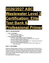 2026/2027 ABC Wastewater Level 3 Certification Elite Test Bank & Operator Study Primer