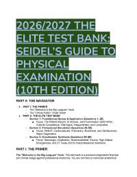 Seidel’s Guide to Physical Examination 10th Ed Test Bank (2026/2027 Elite Standards)