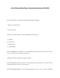 A level Physics Edexcel Paper 3 Questions And Answers 2025/2026