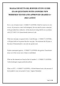 Massachusetts Oil Burner Study Guide Exam Questions with Answers