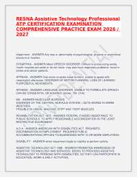 RESNA Assistive Technology Professional ATP CERTIFICATION EXAMINATION COMPREHENSIVE PRACTI