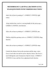 Microbiology Lab Final (Bachoon - GCSU) Exam Questions with Verified Solutions - Complete
