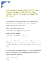 ISYE 6644 Final Prep Real Exam Practice Questions with Correct Answers 2025/2026 Latest