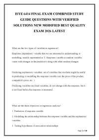 ISYE 6414 Final Exam Combined Study Guide Questions with Verified Solutions