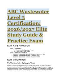 2026/2027 Elite ABC Wastewater Level 3 & Texas Class B Certification Test Bank