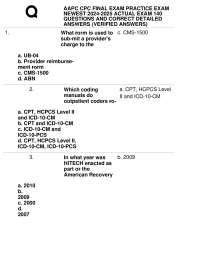 AAPC CPC Final Exam Practice Questions Answers Detailed Study Guide Certified Professional