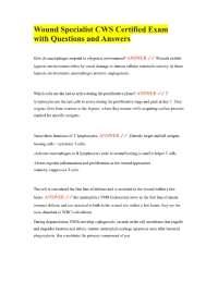 Wound Specialist CWS Certified Exam with Questions and Answers