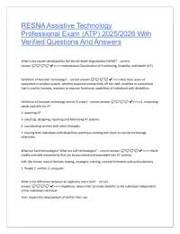 RESNA Assistive Technology Professional (ATP) Exam 2025/2026 | Verified Questions and Answ