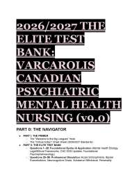 Test Bank: Varcarolis Canadian Psychiatric Mental Health Nursing 2026/2027