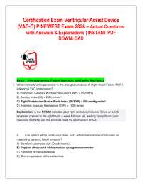 Certification Exam Ventricular Assist Device (VAD-C) P NEWEST Exam 2026 – Actual Question