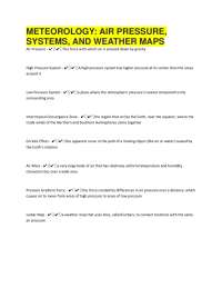 METEOROLOGY: AIR PRESSURE, SYSTEMS, AND WEATHER MAPS