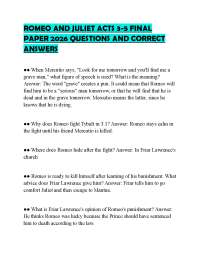 ROMEO AND JULIET ACTS 3-5 FINAL PAPER 2026 QUESTIONS AND CORRECT ANSWERS