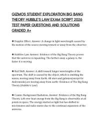GIZMOS STUDENT EXPLORATION BIG BANG THEORY HUBBLE’S LAW EXAM SCRIPT 2026 TEST PAPER QUESTI