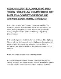 GIZMOS STUDENT EXPLORATION BIG BANG THEORY HUBBLE’S LAW COMPREHENSIVE TEST PAPER 2026 COMP