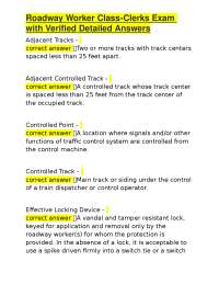 Roadway Worker Class-Clerks Exam with Verified Detailed Answers