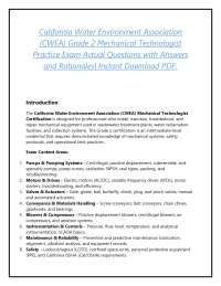 California Water Environment Association (CWEA) Mechanical Technologist Certification
