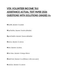 VITA VOLUNTEER INCOME TAX ASSISTANCE ACTUAL TEST PAPER 2026 QUESTIONS WITH SOLUTIONS GRADE