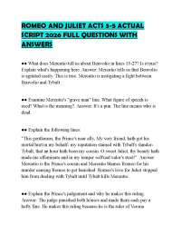 ROMEO AND JULIET ACTS 3-5 ACTUAL SCRIPT 2026 FULL QUESTIONS WITH ANSWERS