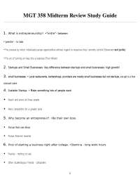 MGT 358 Midterm Review Study Guide