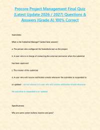 Procore Project Management Final Quiz (Latest Update 2026 / 2027) Questions & Answers {Gra