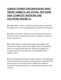 GIZMOS STUDENT EXPLORATION BIG BANG THEORY HUBBLE’S LAW ACTUAL TEST PAPER 2026 COMPLETE QU