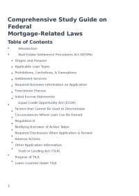 Comprehensive Study Guide on Federal Mortgage Related Laws