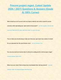 Procore project mgmt. (Latest Update 2026 / 2027) Questions & Answers {Grade A} 100% Corre