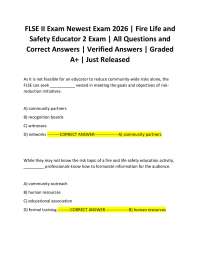 FLSE II Exam Newest Exam 2026 | Fire Life and Safety Educator 2 Exam | Questions and Ans
