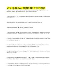 VTV CLINICAL TRAINING TEST 2025