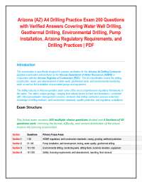 Arizona (AZ) A4 Drilling Practice Exam 200 Questions with Verified Answers Covering Water