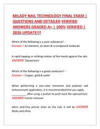 MILADY NAIL TECHNOLOGY FINAL EXAM | QUESTIONS AND DETAILED VERIFIED ANSWERS 2026\2027