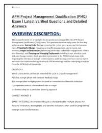 APM Project Management Qualification (PMQ) Exam | Latest Questions and Detailed Answers