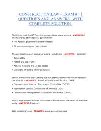 CONSTRUCTION LAW EXAM 1 QUESTIONS AND ANSWERS | COMPLETE SOLUTIONS