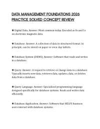 DATA MANAGEMENT FOUNDATIONS 2026 PRACTICE SOLVED CONCEPT REVIEW