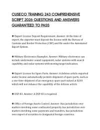 CUSECO TRAINING 243 COMPREHENSIVE SCRIPT 2026 QUESTIONS AND ANSWERS GUARANTEED TO PASS