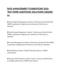 DATA MANAGEMENT FOUNDATIONS 2026 TEST PAPER QUESTIONS SOLUTIONS GRADED A+