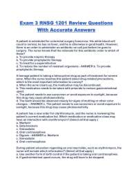 Exam 3 RNSG 1201 Review Questions With Accurate Answers.