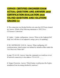 SOPHOS CERTIFIED ENGINEER EXAM ACTUAL QUESTIONS AND ANSWERS 2023 CERTIFICATION EVALUATION