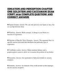 SENSATION AND PERCEPTION CHAPTER ONE GOLDSTEIN AND CACCIAMANI EXAM SCRIPT 2026 COMPLETE QU