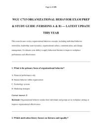 WGU C715 ORGANIZATIONAL BEHAVIOR EXAM PREP & STUDY GUIDE (VERSIONS A & B) — LATEST UPDATE