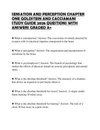 SENSATION AND PERCEPTION CHAPTER ONE GOLDSTEIN AND CACCIAMANI STUDY GUIDE 2026 QUESTIONS W