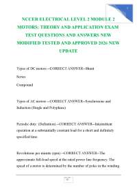 NCCER Electrical Level 2 Module 2 | Motors: Theory and Application Exam