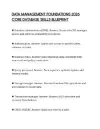 DATA MANAGEMENT FOUNDATIONS 2026 CORE DATABASE SKILLS BLUEPRINT