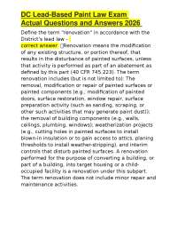 DC Lead-Based Paint Law Exam Actual Questions and Answers 2026