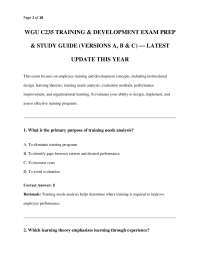 WGU C235 TRAINING & DEVELOPMENT EXAM PREP & STUDY GUIDE (VERSIONS A, B & C) — LATEST UPDAT